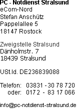 PC - Notdienst Stralsund - Hotline: 0162 - 627 88 32